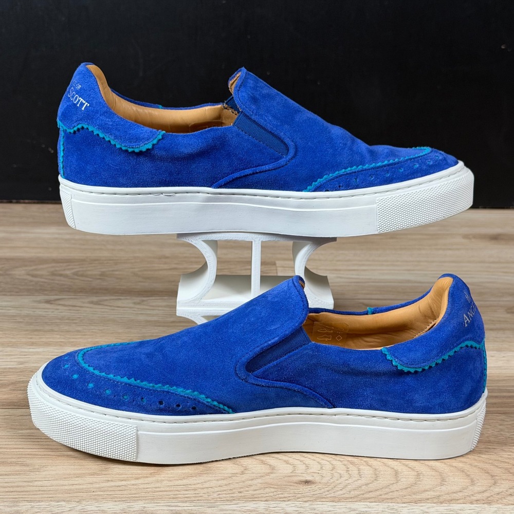 The Office of Angela Scott Sneakers Womens 7 Blue White Harper Suede Wingtip - Picture 2 of 7